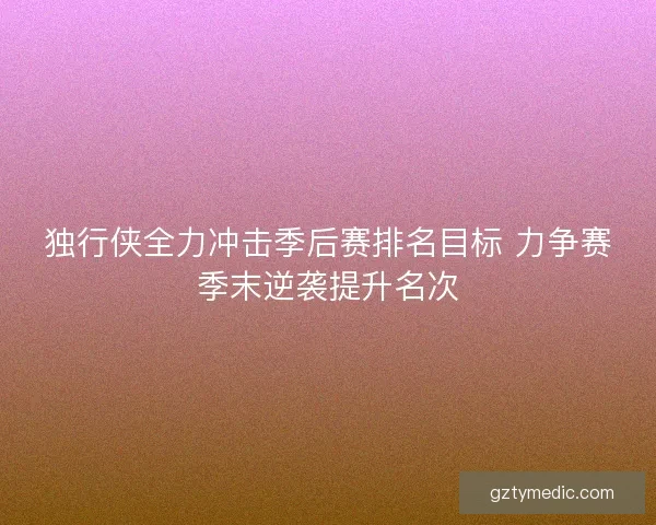 独行侠全力冲击季后赛排名目标 力争赛季末逆袭提升名次 独行侠全力冲击季后赛排名目标 力争赛季末逆袭提升名次