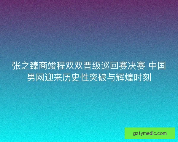 张之臻商竣程双双晋级巡回赛决赛 中国男网迎来历史性突破与辉煌时刻
