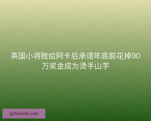 英国小将败给阿卡后承诺年底前花掉90万奖金成为烫手山芋