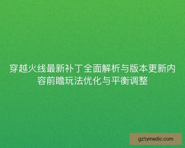 穿越火线最新补丁全面解析与版本更新内容前瞻玩法优化与平衡调整
